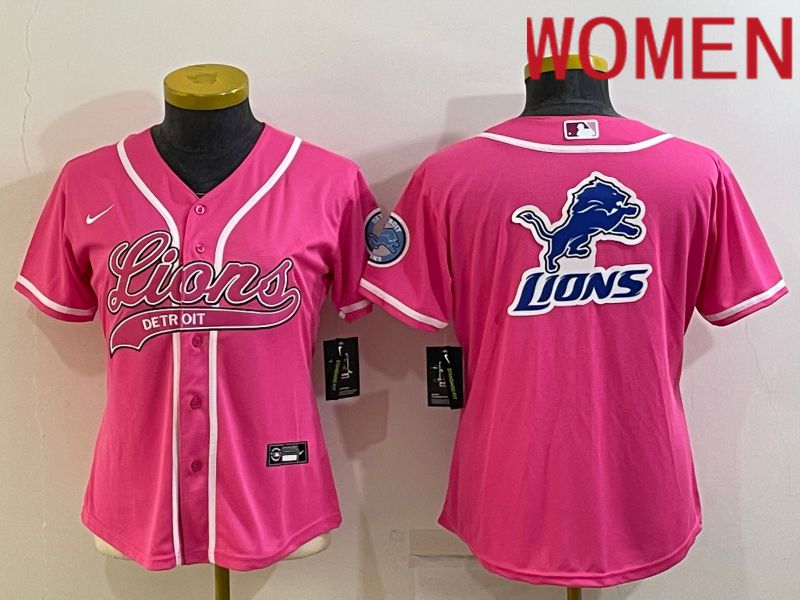 Women Detroit Lions Blank Pink 2022 Nike Co branded NFL Jerseys->women nfl jersey->Women Jersey